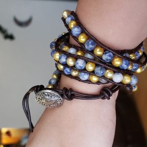 Wrap around bracelet, belt, necklace, stones